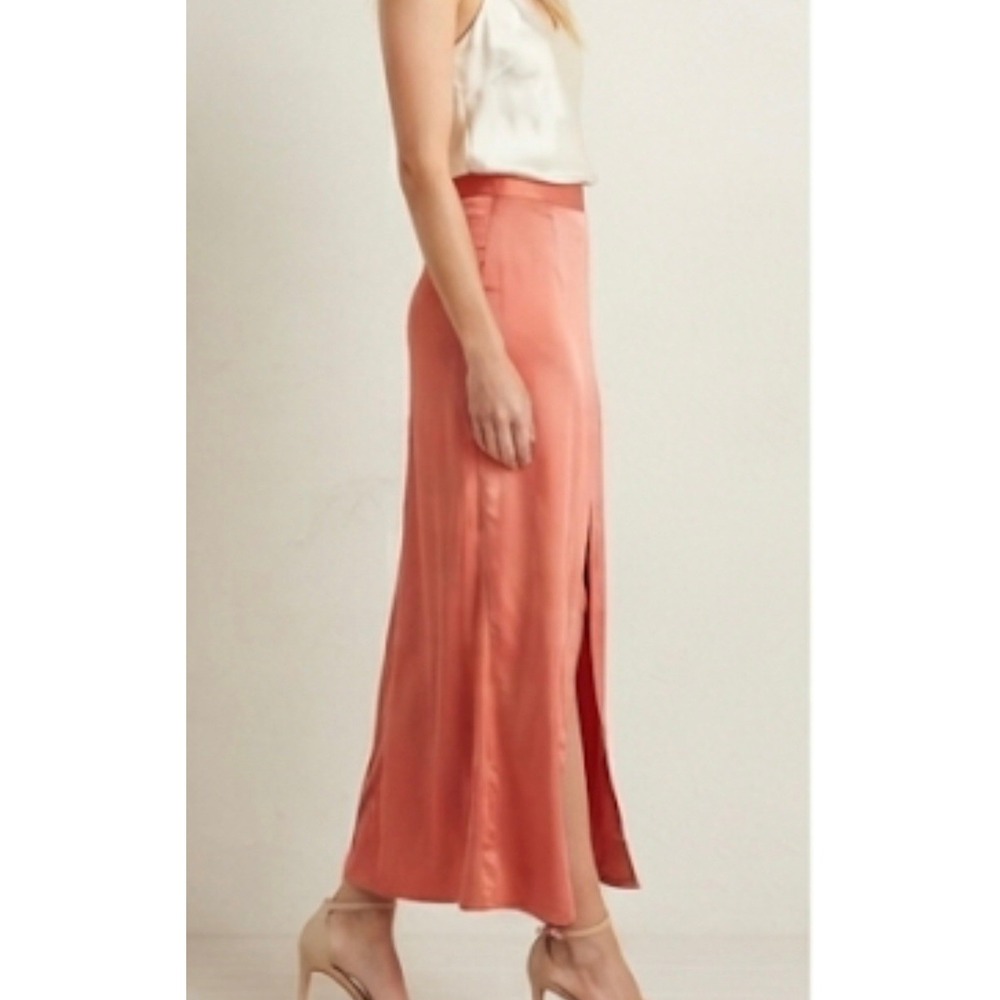 Princess Polly Maxi Skirt Women 4 Orange Rylee Satin Side Slit Formal Party